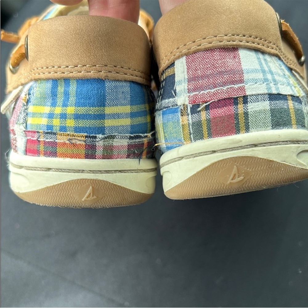 Sperry Multicolor Plaid Canvas Boat Shoes with Tan Leather Accents Women Size 7 - Picture 8 of 9